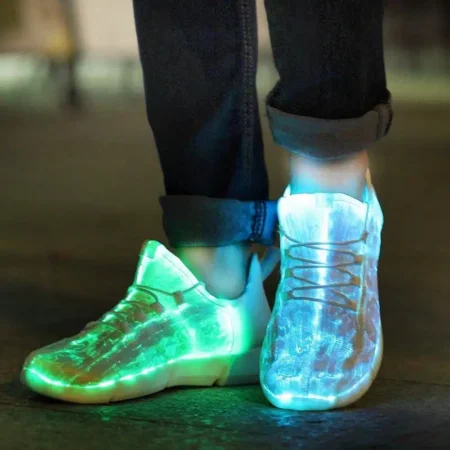 Navaribazar Led Shoes for adults USB charger Lighted Up shoes for men unisex Fiber optic material